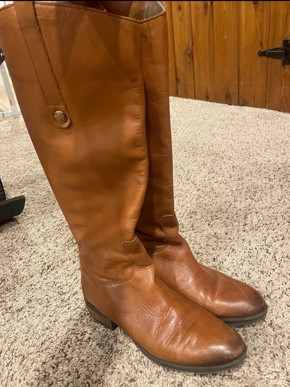 Sam Edelman Penny Tall Leather Riding Boots in Whiskey Brown
